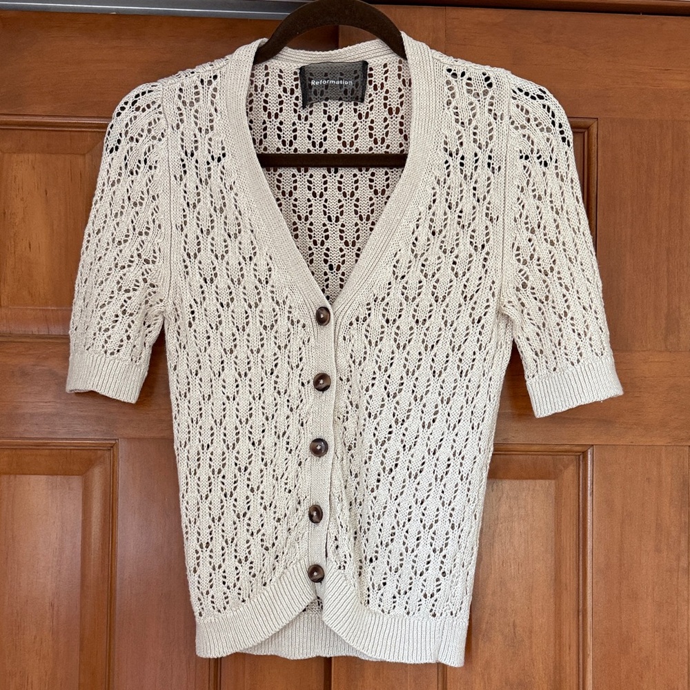 Reformation Ivory Knit Cardigan